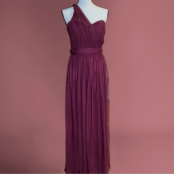 Birdy Grey Grace Convertible Chiffon Cabernet Maxi Dress Size M Bridesmaid HOCO - Picture 6 of 15